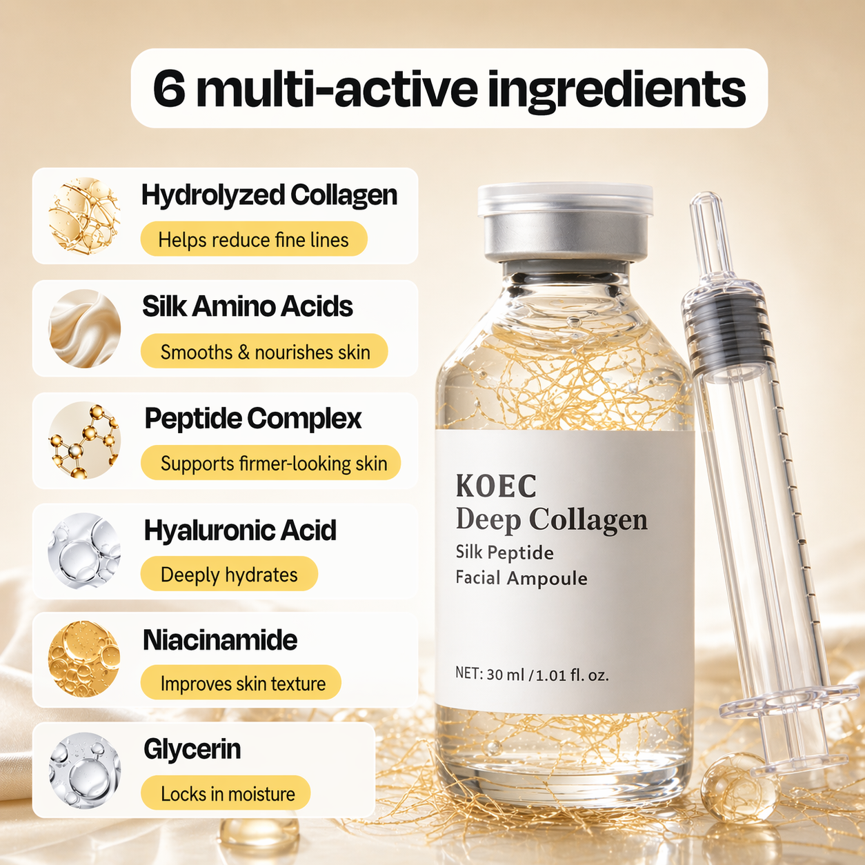 Deep Collagen Silk Peptide Serum for Mature Skin